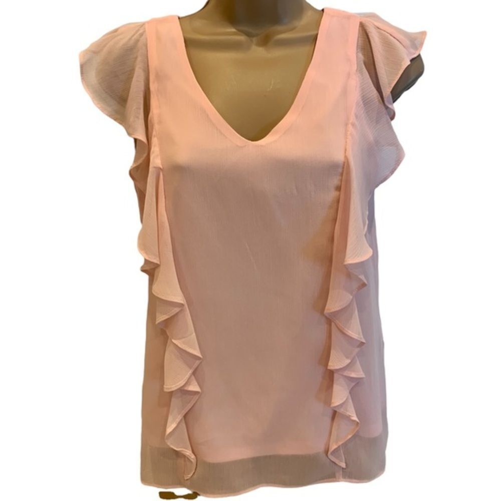 BCX Peach Chiffon Sleeveless Top S‎